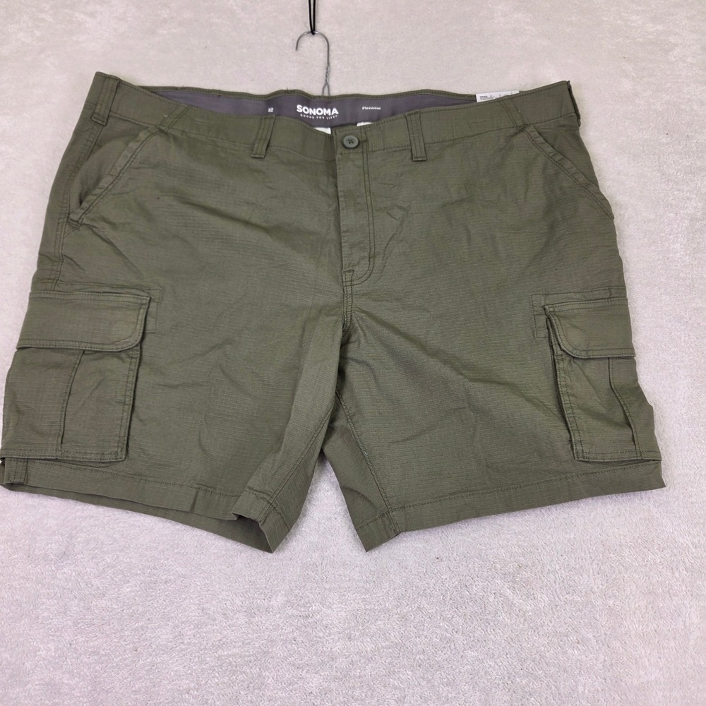 Sonoma Goods for Life Mens Cargo Shorts Olive Green Ripstop Size 52 NWT